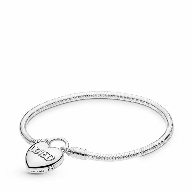 Pandora Australia You Are Loved Heart Padlock Bracelet - Sterling Silver | INEKUF654